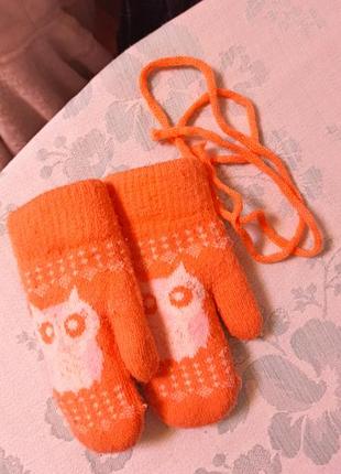 Рукавички зимові теплі подвійні на 2-3 роки