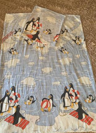 Детское постельное белье с пингвинами