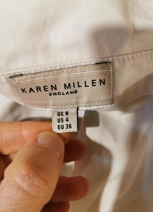 Блуза топ karen millen коттон хлопок с баской рюшами на молнии7 фото