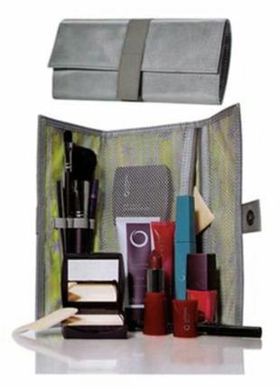 Косметичка-клатч,  органайзер серебистого цвета. размер 22х11, в разложенном виде 28х22см