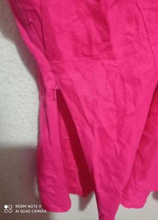 30. лляная шёлковая шикарная малиновая розовая майка блуза туника лен 100 шелк с вышивкой monsoon2 фото