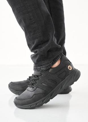 Чоловічі кросівки шкіряні весняно-осінні чорні emirro а41 фото