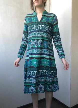 Сукня в індійському стилі з кіпру легка міді бавовняна на літо зелена з візерунками