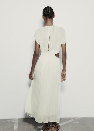 Очень красивое белое плиссированное платье zara. размер м, оригинал с биркой7 фото
