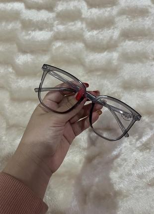 Серые очки имиджевые / прозрачные очки имиджевые