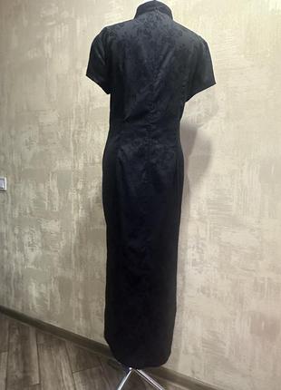 Длинное черное китайское платье,10 фото