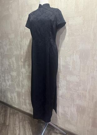 Длинное черное китайское платье,9 фото