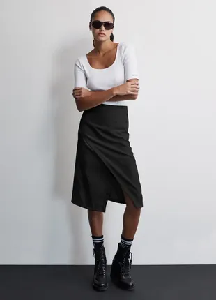 Женская асимметричная юбка-кроссовер из тонкой шерсти dkny jeans(р.38-40)оригинал