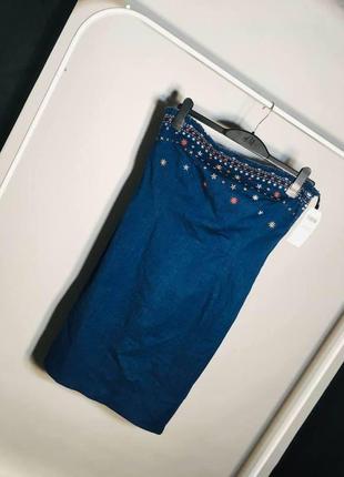 Новое джинсовое платье с вышивкой next6 фото
