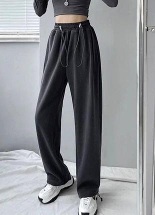 Женские весенние штаны-джоггеры из двухнитки люкс на фиксаторах внизу и на талии размеры 42-48