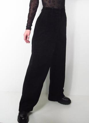 Нереальные черные вельветовые широкие штаны с высочайшей посадкой🔥1 фото