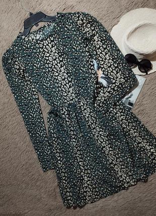 Гарна сукня леопард з об'ємними рукавами/плаття