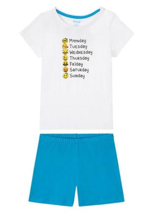 Футболка та шорти lupilu emoji 4-5-6 років. літній костюм набір комплект костюмчик піжама піжамка домашній піжамний lidl george primark c&a hm4 фото