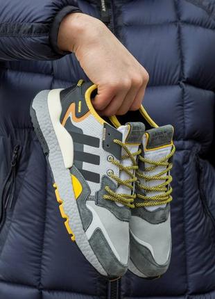 👟 кросівки   adidas nite jogger boost core black yellow dark grey      / наложка bs👟4 фото