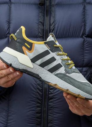 👟 кросівки   adidas nite jogger boost core black yellow dark grey      / наложка bs👟3 фото