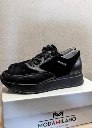 Туфли кожаные с замшевыми вставками