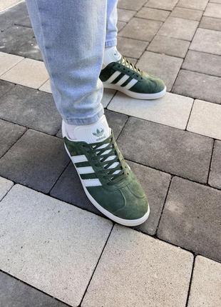 Adidas gazelle junior dark green white4 фото