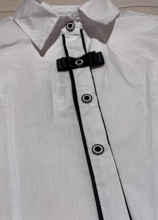 Школьная классическая рубашка для девочки блуза, блузка, рубашка вредная, девчачья рубашка на пуговицах, рубашка с бантиком белая базовая2 фото