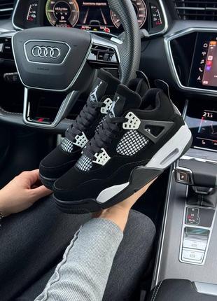 Жіночі кросівки air jordan 4 retro black white thunder