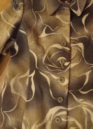 Стильное пальто демисезонное в розы шерсть6 фото