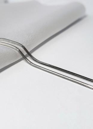 Серебряная цепочка круглая цепь снейк 45 см серебро 925 проба родированное  4.50г 930р3/455 фото