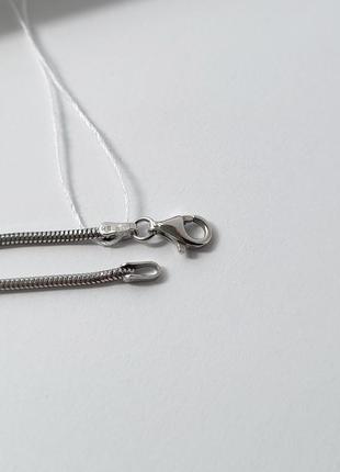 Серебряная цепочка круглая цепь снейк 45 см серебро 925 проба родированное  4.50г 930р3/454 фото