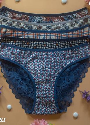 Трусики бавовняні мереживні nicoletta туреччина, 5 шт в упаковці, кружевные женские трусики