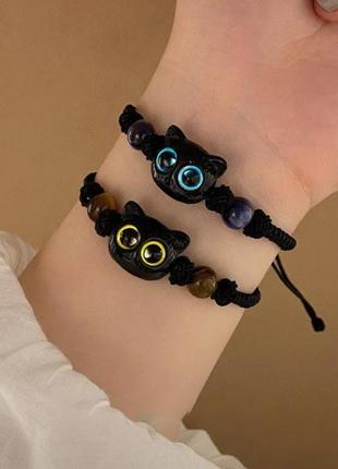 Браслет з кішкою кіт милий браслет на шнурівці