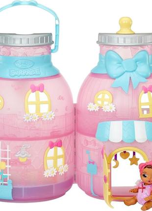 Домик для пупсов бэби борн baby born surprise baby bottle house with 20+ surprises (розовый)