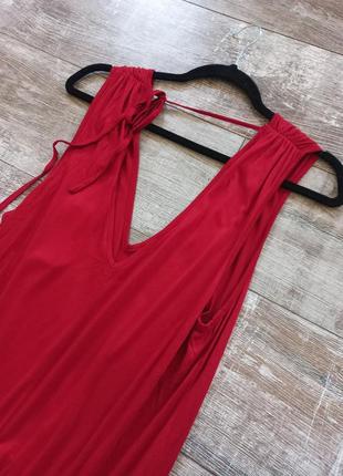Легка червона трикотажна сукня максі5 фото