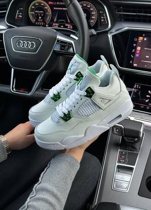 Жіночі кросівки air jordan 4 retro white metallic green