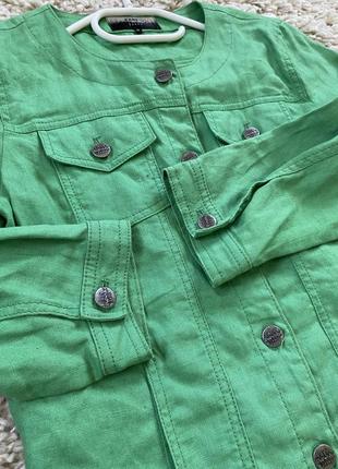 Очень классный льняной пиджак/жакет в зелёном цвете, easy by jones,p.34-367 фото
