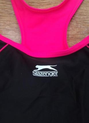 Качественный спортивный купальник для бассейна и пляжа slazenger оригинал/черный розовый3 фото