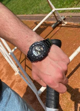 Чоловічий кварцовий наручний  годинник skmei 1370 bkwt з комбінованою індикацією3 фото