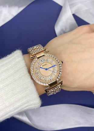 Женские классические наручные  часы со стразами skmei 1956rg rose gold