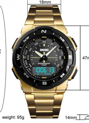 Чоловічий кварцевий наручний  годинник skmei 1370 gd з комбінованою індикацією3 фото
