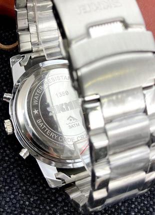 Чоловічий класичний кварцевий наручний  годинник skmei 1389 bu з комбінованою індикацією9 фото