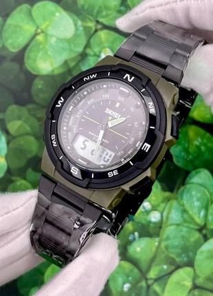 Чоловічий кварцевий наручний  годинник skmei 1370 ag з комбінованою індикацією4 фото