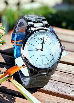 Женские классические наручные  часы с металлическим браслетом skmei 1964 siwt3 фото
