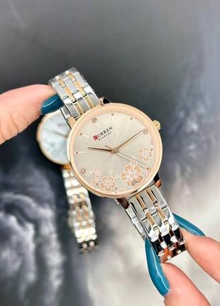 Жіночий класичний наручний  годинник зі сталевим браслетом curren c9068l comb gold3 фото