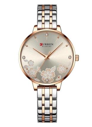 Жіночий класичний наручний  годинник зі сталевим браслетом curren c9068l comb gold2 фото