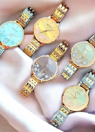 Жіночий класичний наручний  годинник зі сталевим браслетом curren c9068l comb gold5 фото