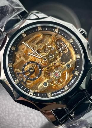 Мужские механические  наручные часы скелетоны forsining 8240 bg с автоподзаводом. коробочка в подарок3 фото
