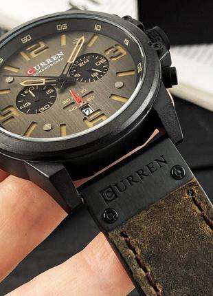 Мужские классические кварцевые наручные часы с хронографом curren 8314. кожаный ремешок. black-brown9 фото