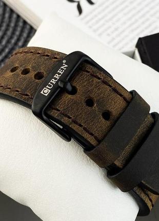 Мужские классические кварцевые наручные часы с хронографом curren 8314. кожаный ремешок. black-brown10 фото