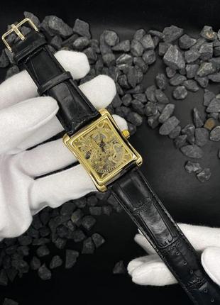 Мужские механические наручные часы скелетоны forsining 8004 gold с автоподзаводом и кожаным ремешком.3 фото