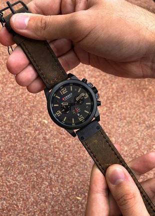Мужские классические кварцевые наручные часы с хронографом curren 8314. кожаный ремешок. black-brown7 фото