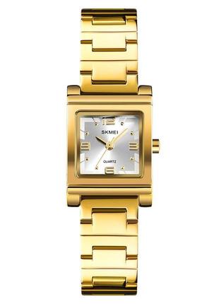 Жіночий квадратний наручний годинник з металевим браслетом skmei 1388gd gold