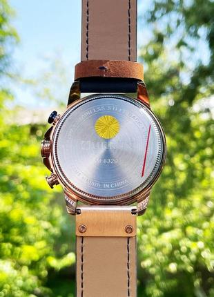 Мужские кварцевые  наручные часы с хронографом curren 8329 оригинал. с кожаным ремешком. blue-cuprum10 фото