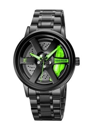 Мужские кварцевые наручные часы skmei 1787 gn с эффектом крутящегося колеса4 фото